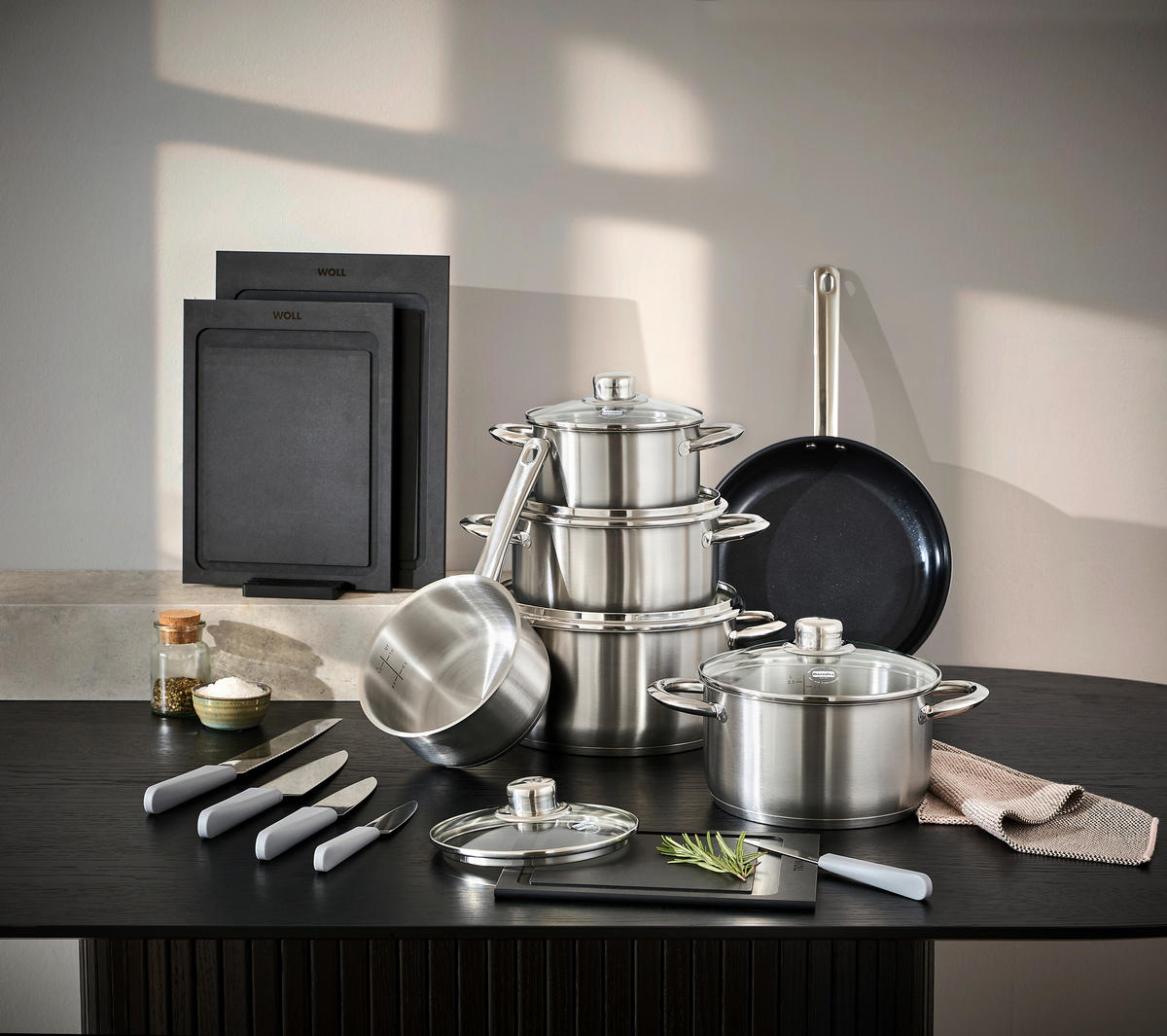 KOCHTOPFSET Lumina 6-teilig  - Edelstahlfarben, Basics, Metall (54,5/31/28,50cm) - Berndes