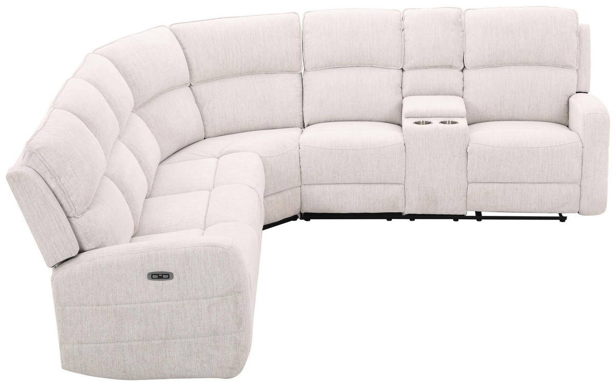 ECKSOFA Weiß Leinenoptik  - Schwarz/Weiß, KONVENTIONELL, Holz/Kunststoff (240/102/265cm) - Livetastic