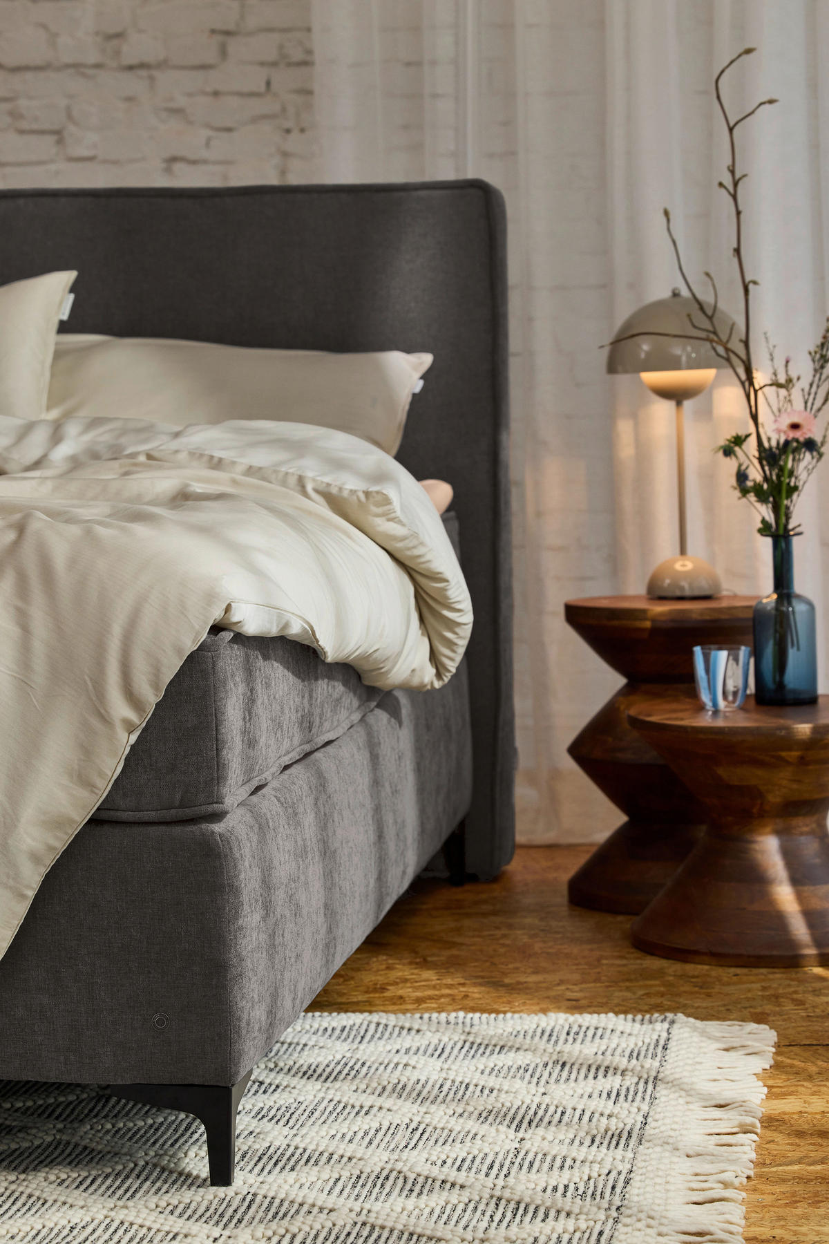 BOXSPRINGBETT 120/200 cm,  in Grau, Matratze, Topper, H3 = fest  - Schwarz/Grau, Design, Textil/Metall (120/200cm) - Tom Tailor