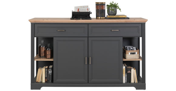 KOMMODE , 171/102/48 cm, 2 Schublade(n)  - Graphitfarben/Eiche Artisan, ROMANTIK / LANDHAUS, Holzwerkstoff/Metall (171/102/48cm) - Hom`in