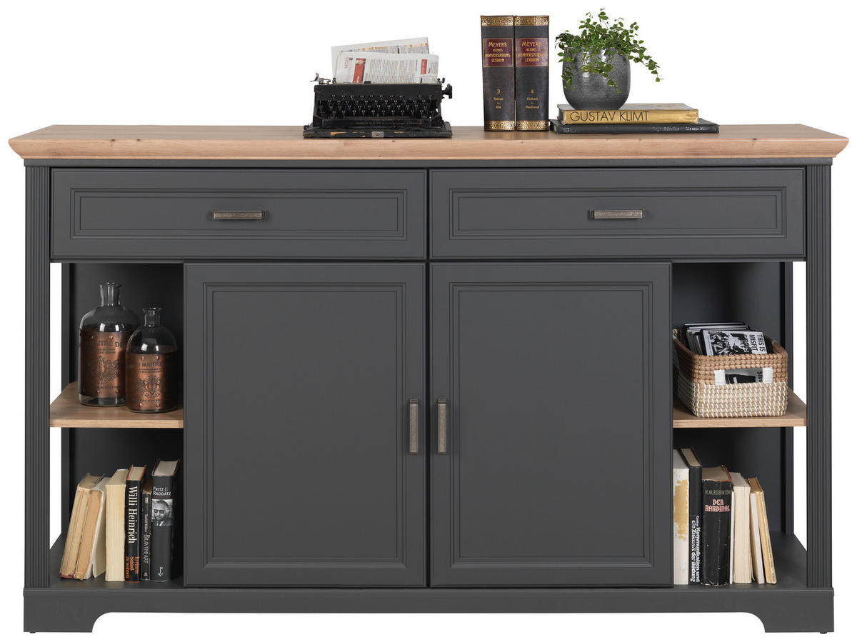 Comodă 171/102/48 cm  - grafit/stejar Artisan, Romantik / Landhaus, metal/material pe bază de lemn (171/102/48cm) - Landscape