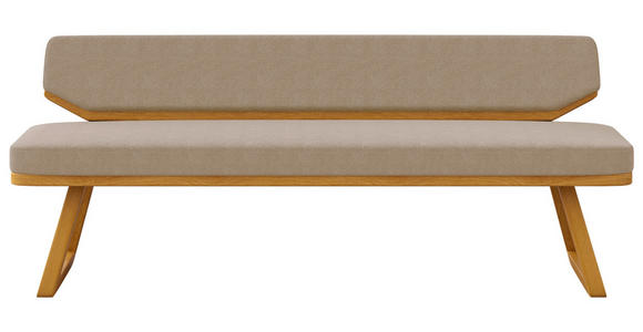 SITZBANK 190/80/52 cm Flachgewebe Eichefarben, Taupe Eiche massiv  - Taupe/Eichefarben, Basics, Holz/Textil (190/80/52cm) - Carryhome