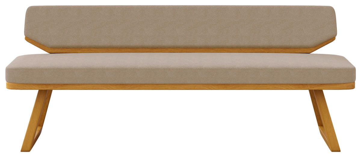SITZBANK 190/80/52 cm Flachgewebe Eichefarben, Taupe Eiche massiv  - Taupe/Eichefarben, Basics, Holz/Textil (190/80/52cm) - Carryhome