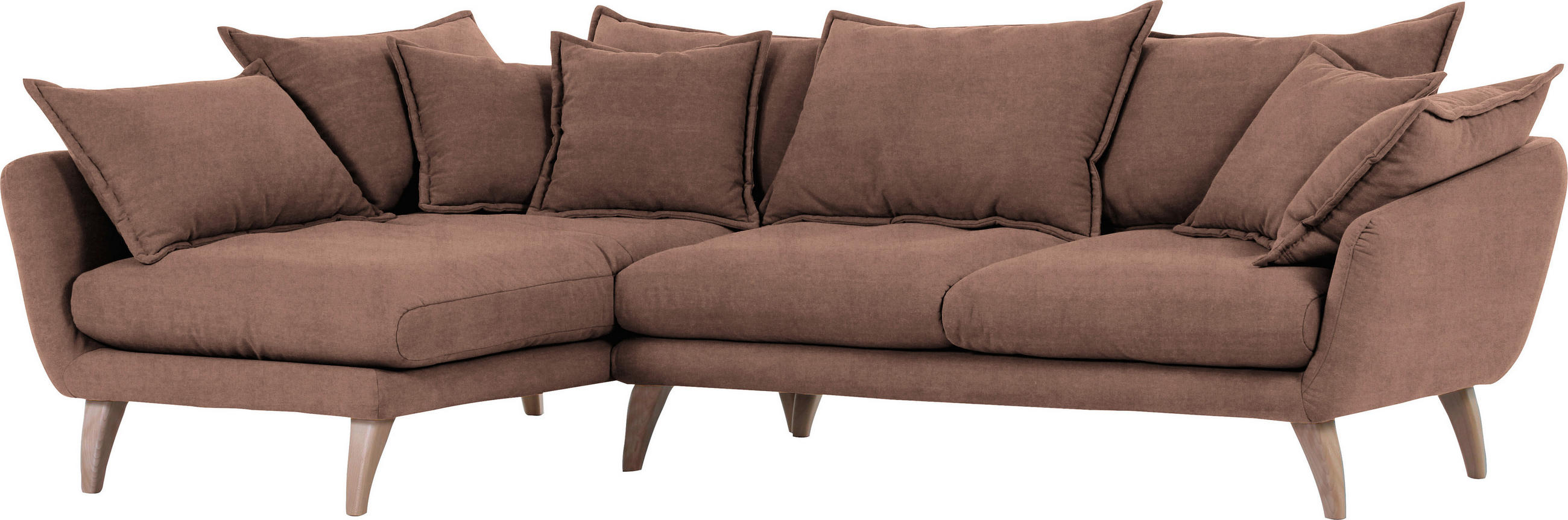 WOHNLANDSCHAFT in Mikrofaser Braun  - Naturfarben/Braun, Trend, Holz/Textil (267/170cm) - Ambia Home