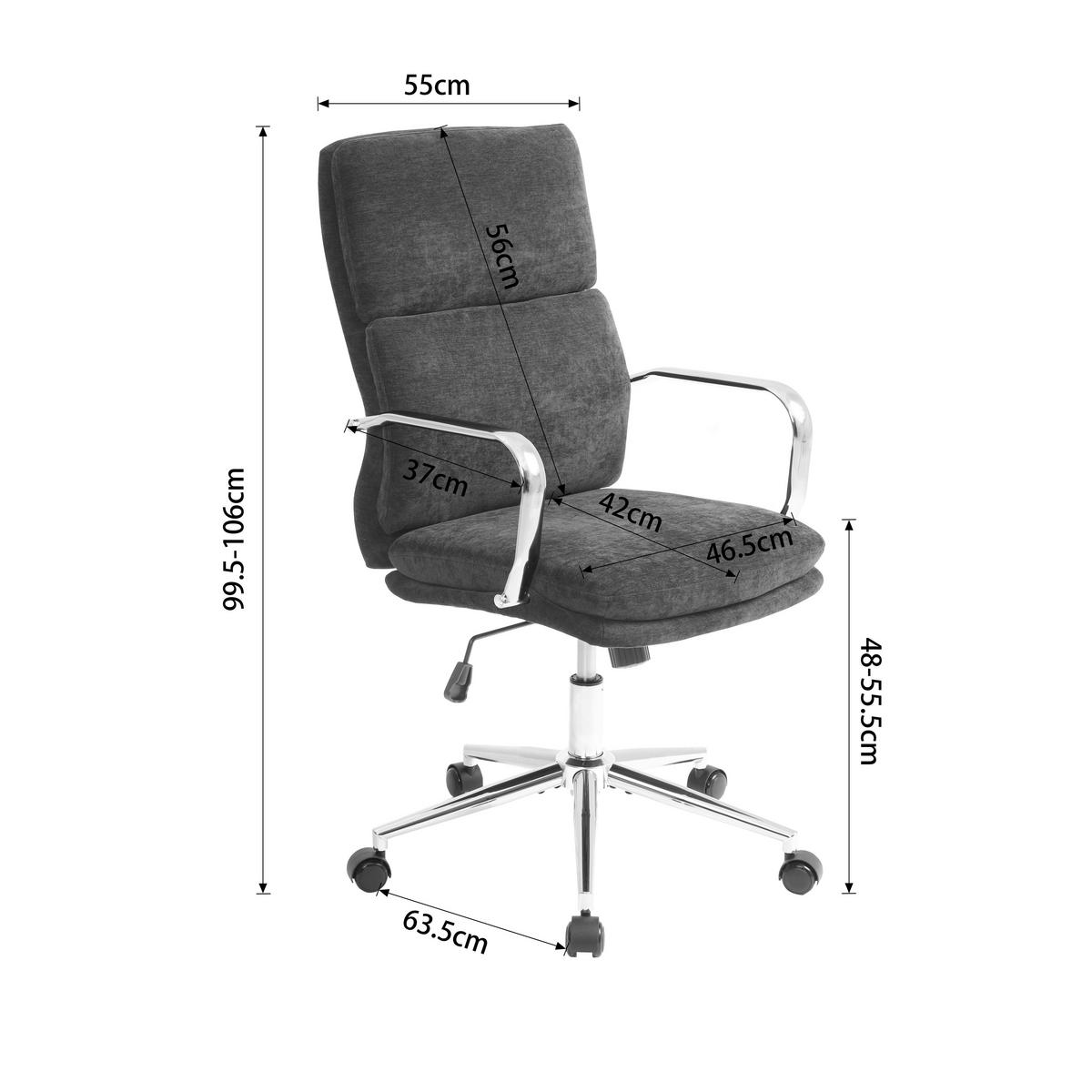 FORGÓSZÉK  zsenília fekete  - krómszínű/fekete, Modern, műanyag/textil (56/100-110/65,5cm) - Livetastic
