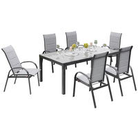 GARTENSET 7-teilig  - Graphitfarben/Grau, KONVENTIONELL, Glas/Textil - Gardenson