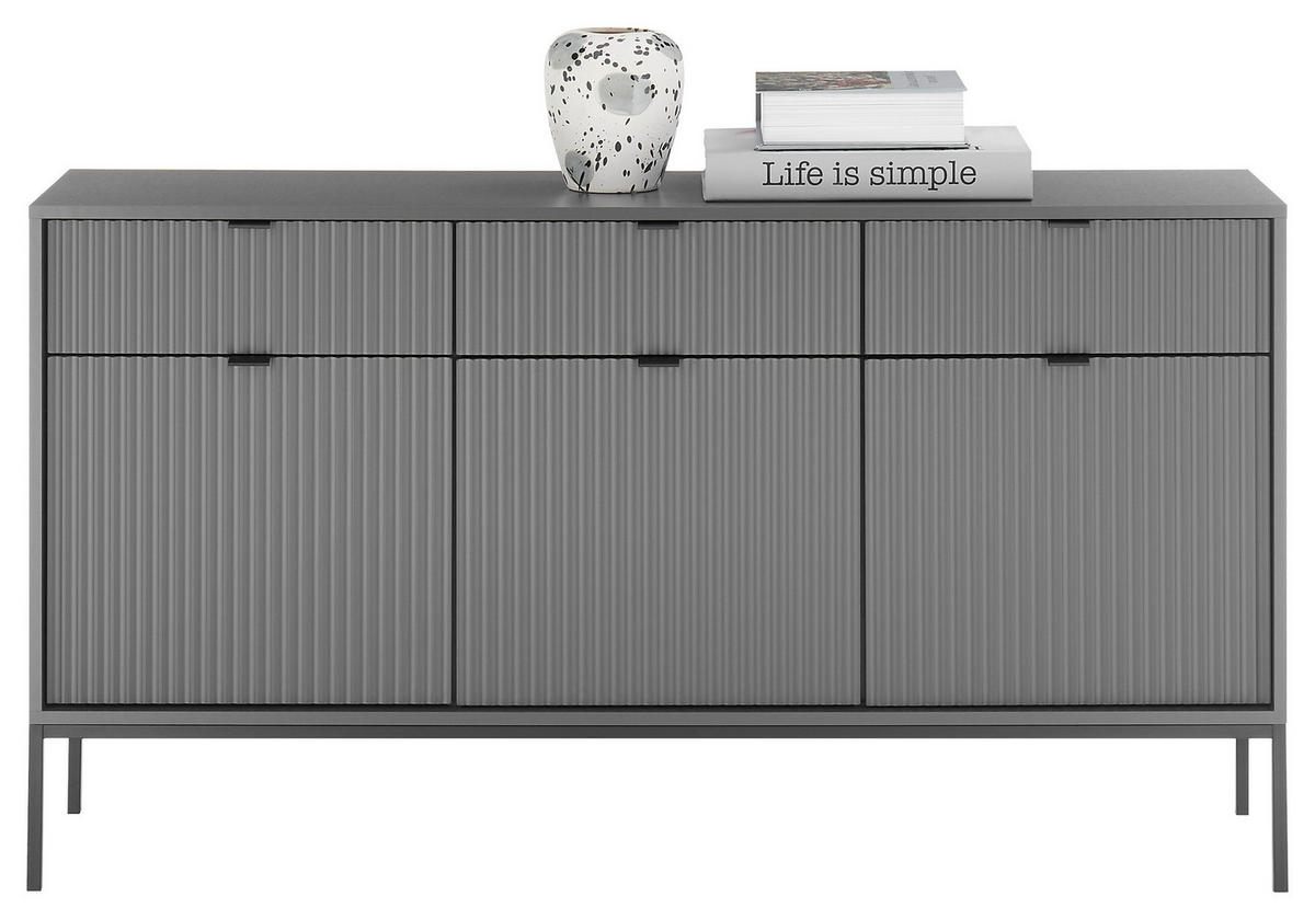 SIDEBOARD  in 153/84/39 cm  - Grau, Basics, Holzwerkstoff/Kunststoff (153/84/39cm) - Xora