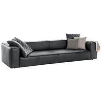 VIERSITZER-SOFA Anthrazit Echtleder  - Anthrazit/Schwarz, MODERN, Leder/Kunststoff (300/66/104cm) - Chilliano
