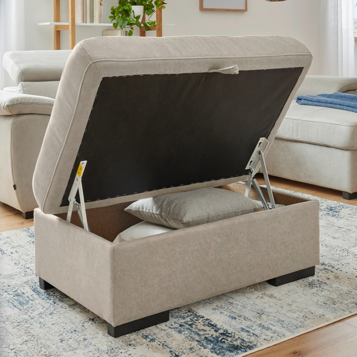 ECKSOFA in Mikrofaser Silberfarben  266/170 cm  - Silberfarben/Schwarz, Design, Textil (266/170cm) - Stylife