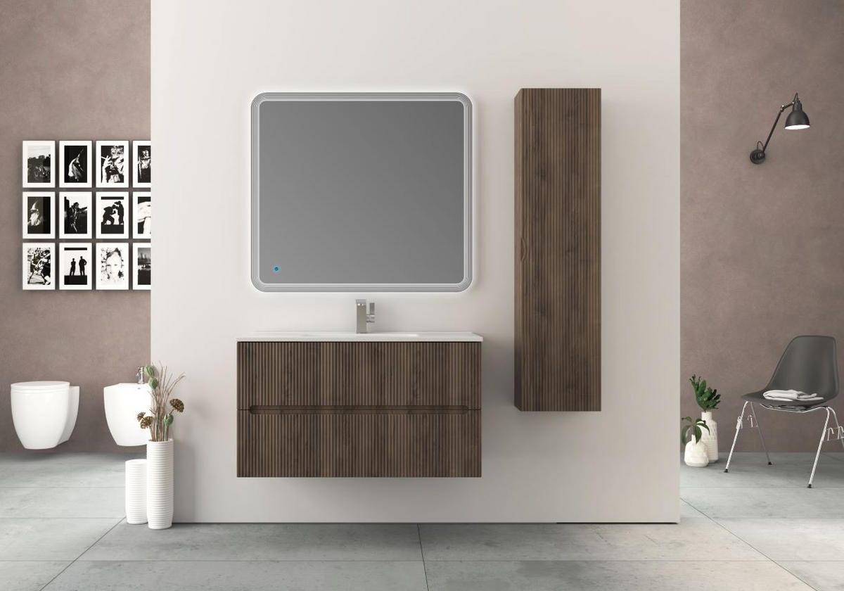 SPODNÁ UMÝVADLOVÁ SKRINKA, farba vlašského orecha, farba vlašského orecha, 100/55/45,6 cm - biela/farba vlašského orecha, Basics, kompozitné drevo/plast (100/55/45,6cm) - Welnova