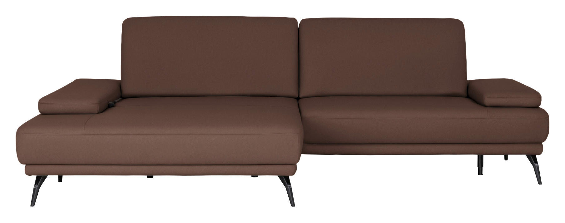 ECKSOFA Echtleder Mokka  - Schwarz/Mokka, Konventionell, Leder/Metall (180/301cm) - Joop!