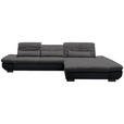 ECKSOFA in Mikrofaser Grau  - Schwarz/Grau, Design, Textil/Metall (341/204cm) - Xora