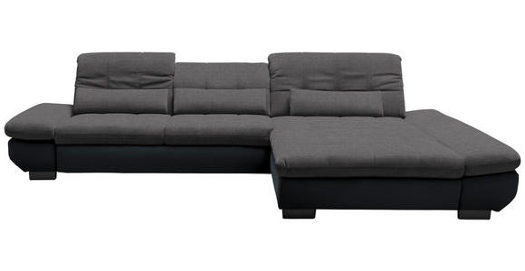 ECKSOFA in Mikrofaser Grau  - Schwarz/Grau, Design, Textil/Metall (341/204cm) - Xora