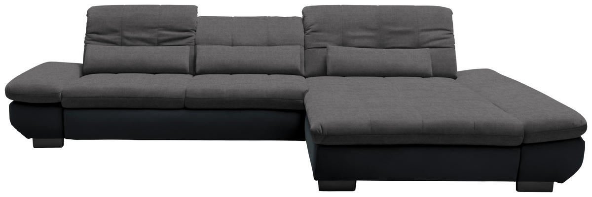 ECKSOFA in Mikrofaser Grau  - Schwarz/Grau, Design, Textil/Metall (341/204cm) - Xora