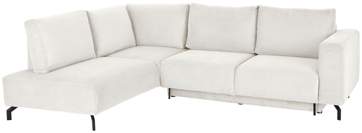 ECKSOFA Creme Cord  - Creme/Schwarz, MODERN, Textil (210/272cm) - P & B