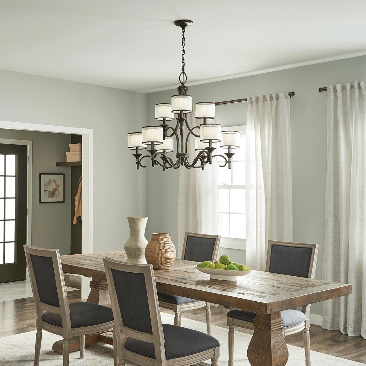 KRONLEUCHTER 87/84.9 cm    - Bronzefarben, Konventionell, Glas/Metall (87/84.9cm) - Elstead Lighting