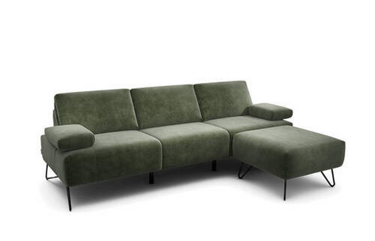 3-SITZER-SOFA in Samt Waldgrün  - Waldgrün/Schwarz, Design, Textil/Metall (234-264/85/86-94cm) - SENSOO