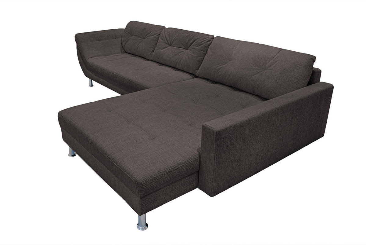 ECKSOFA BROOKLYN Dunkelbraun Flachgewebe Zierkissen, Rückenkissen  - Dunkelbraun/Silberfarben, KONVENTIONELL, Kunststoff/Textil (329/199cm) - Livetastic