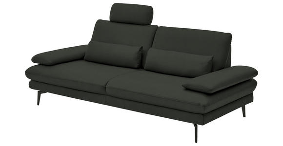 3-SITZER-SOFA in Leder Dunkelgrün - Dunkelgrün/Schwarz, Design, Leder/Metall (222/86/104cm) - Dieter Knoll