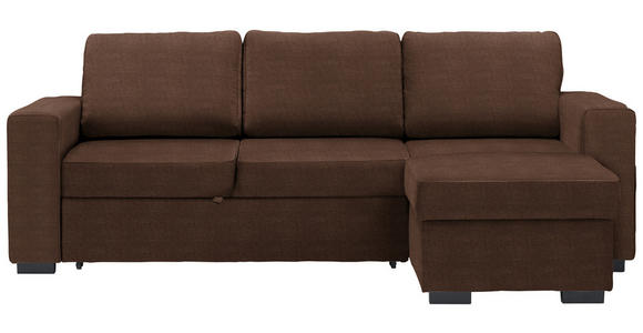 ECKSOFA in Velours Braun  - Schwarz/Braun, Design, Kunststoff/Textil (244/157cm) - Carryhome