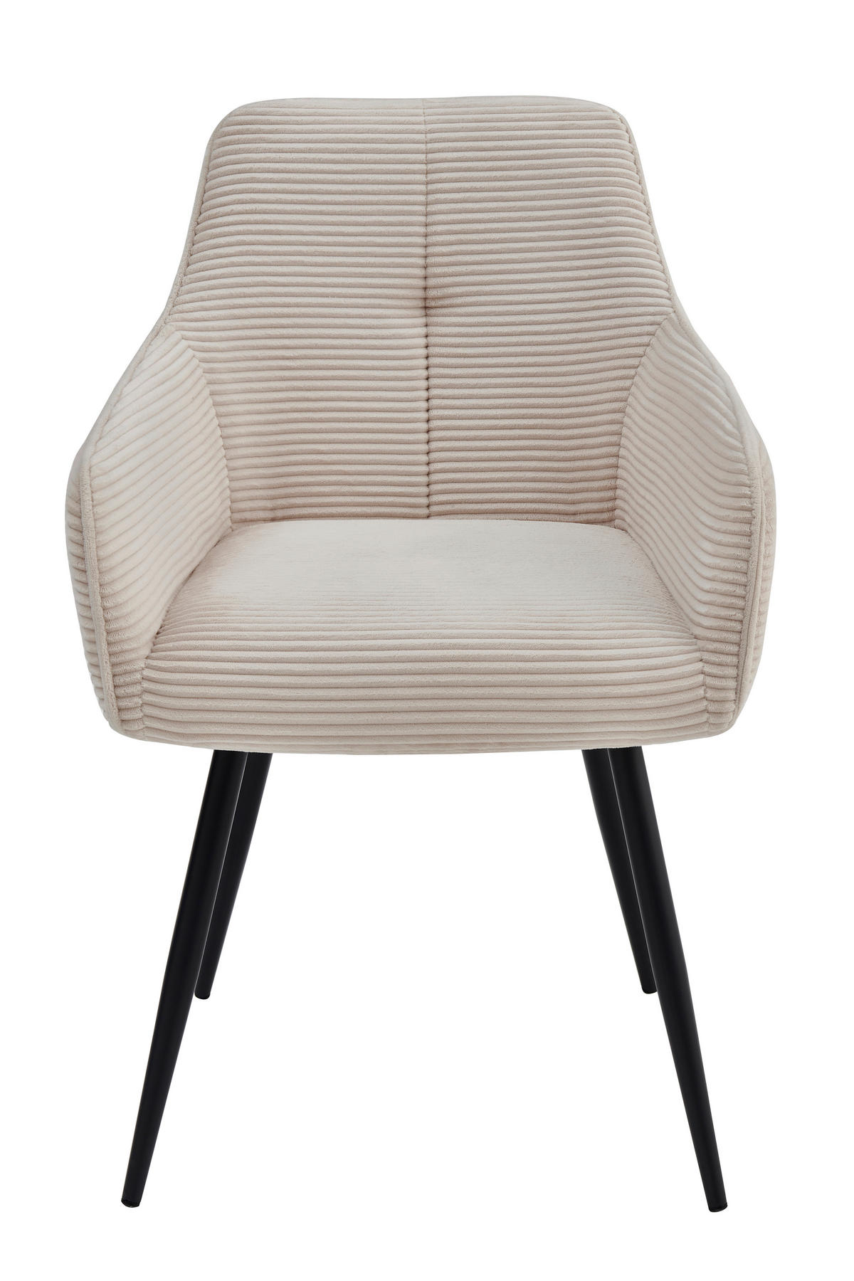 ARMLEHNSTUHL-SET 2 Stück  in Stahl Mikrofaser, Feincord  - Beige/Schwarz, MODERN, Textil/Metall (55/85/61cm) - MID.YOU