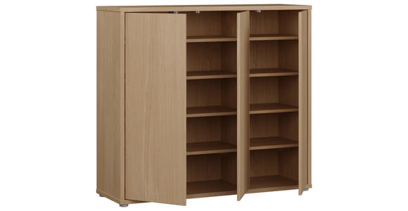 SCHUHSCHRANK 109,2/99,1/34,9 cm  - Eichefarben/Grau, MODERN, Holzwerkstoff/Kunststoff (109,2/99,1/34,9cm) - Carryhome