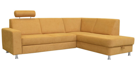 ECKSOFA Gelb Chenille  - Chromfarben/Gelb, Design, Kunststoff/Textil (248/198cm) - Xora