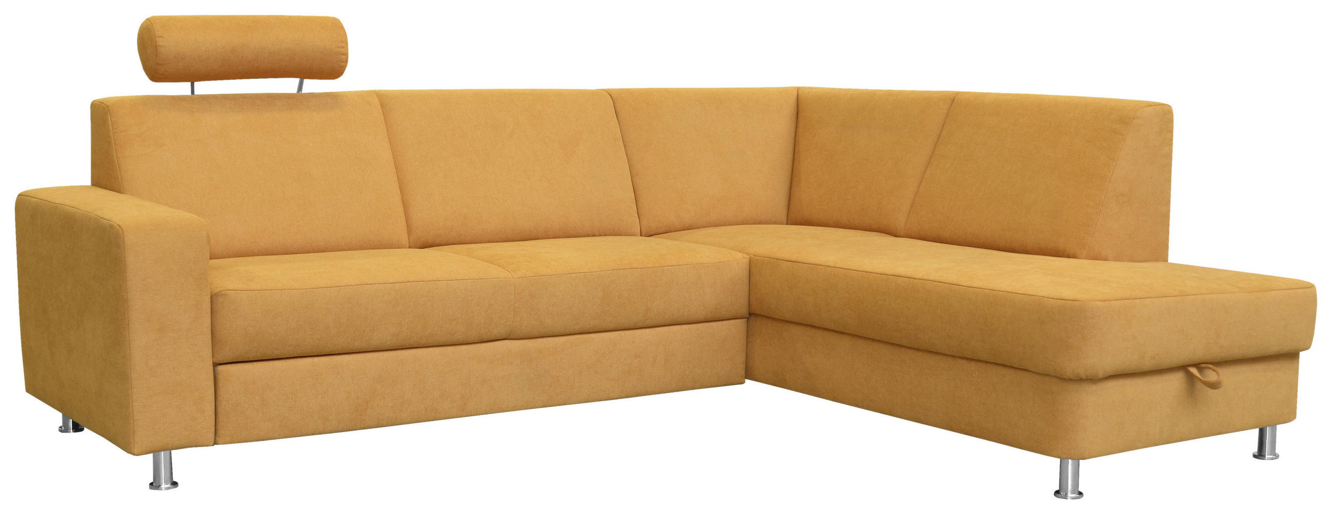 ECKSOFA Gelb Chenille  - Chromfarben/Gelb, Design, Kunststoff/Textil (248/198cm) - Xora