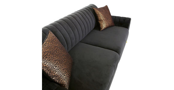 BIGSOFA in Samt Schwarz  - Goldfarben/Schwarz, Trend, Textil/Metall (235/90/100cm) - Carryhome