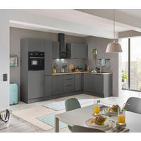 ECKKÜCHE 300/165 cm  in Graphitfarben  - Schwarz/Graphitfarben, Basics, Holzwerkstoff/Metall (300/165cm) - Carryhome