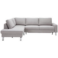 ECKSOFA in Flachgewebe Hellgrau  - Chromfarben/Hellgrau, Design, Textil/Metall (200/276cm) - Hom`in