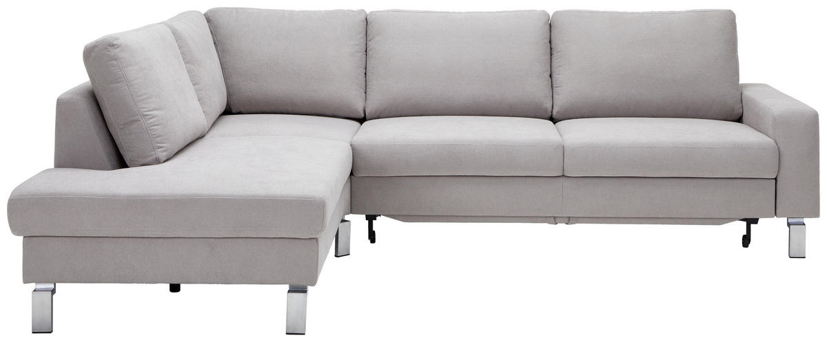 ECKSOFA in Flachgewebe Hellgrau  - Chromfarben/Hellgrau, Design, Textil/Metall (200/276cm) - Hom`in