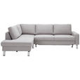 ECKSOFA Hellgrau Flachgewebe  - Chromfarben/Hellgrau, Design, Textil/Metall (200/276cm) - Hom`in