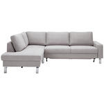 ECKSOFA in Flachgewebe Hellgrau  - Chromfarben/Hellgrau, Design, Textil/Metall (200/276cm) - Hom`in