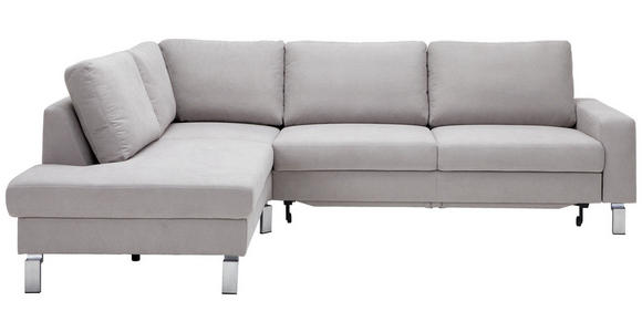 ECKSOFA Hellgrau Flachgewebe  - Chromfarben/Hellgrau, Design, Textil/Metall (200/276cm) - Hom`in