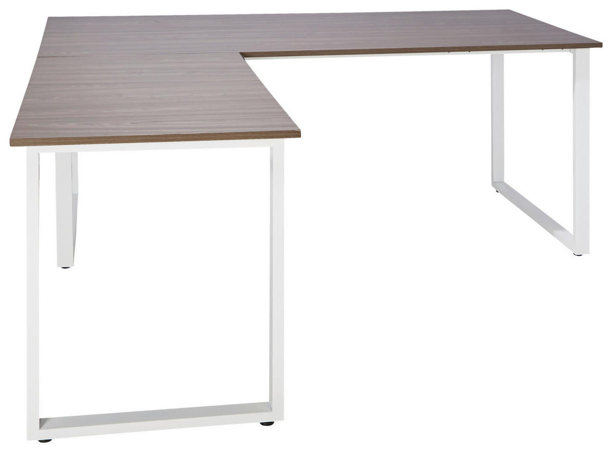 ECKSCHREIBTISCH 180/180/75,5 cm  in Grau, Weiß  - Weiß/Grau, Basics, Holzwerkstoff/Metall (180/180/75,5cm) - MID.YOU