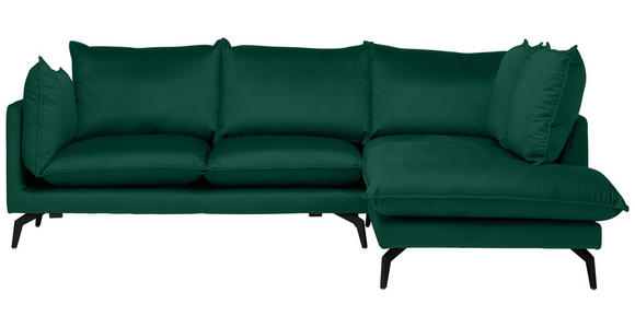 ECKSOFA in Samt Grün  241/200 cm  - Schwarz/Grün, Design, Textil/Metall (241/200cm) - Carryhome