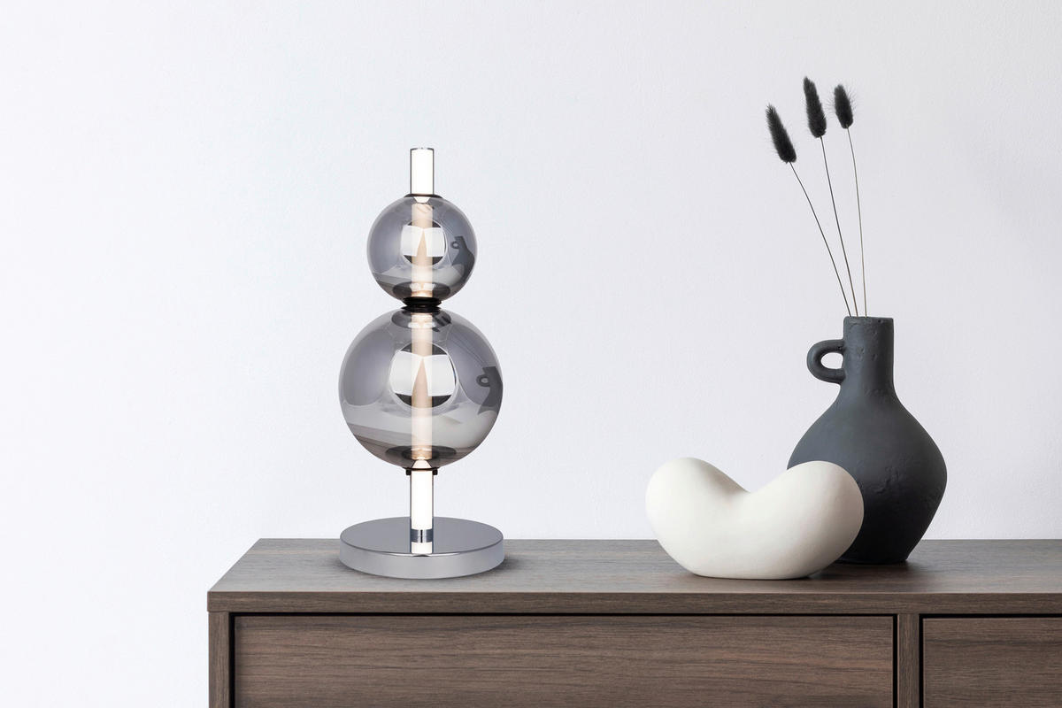 LED-TISCHLEUCHTE Nova 18/44 cm   - Chromfarben, MODERN, Glas/Metall (18/44cm) - Näve