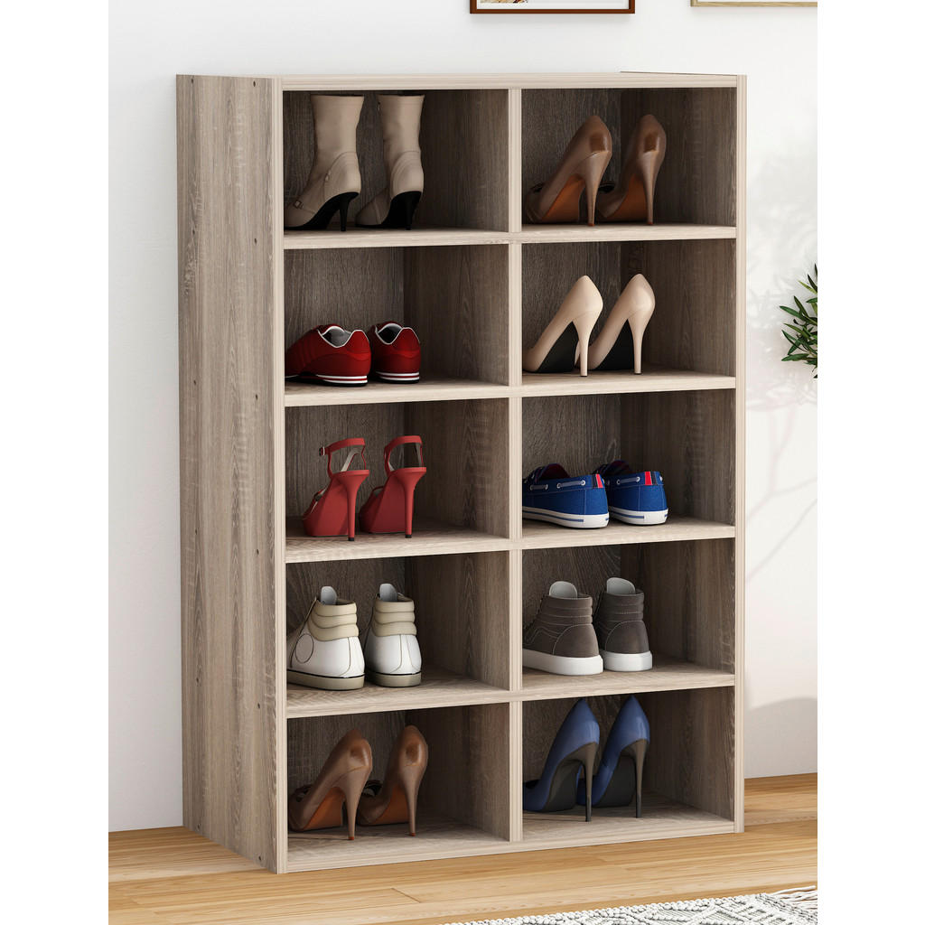 Thumbnail - Mid.you Schuhregal Hinsol, Sonoma Eiche, Holzwerkstoff, 8 Fächer, 55x84x30 cm, stehend, Garderobe, Schuhaufbewahrung, Sc...