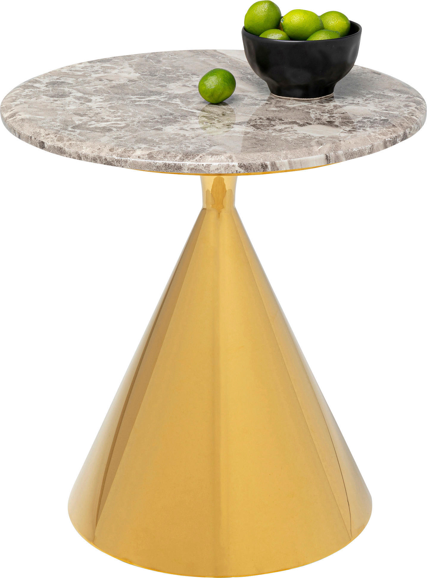 BEISTELLTISCH in Metall, Stein 50/50/53 cm  - Goldfarben/Grau, LIFESTYLE, Stein/Metall (50/50/53cm) - Kare-Design