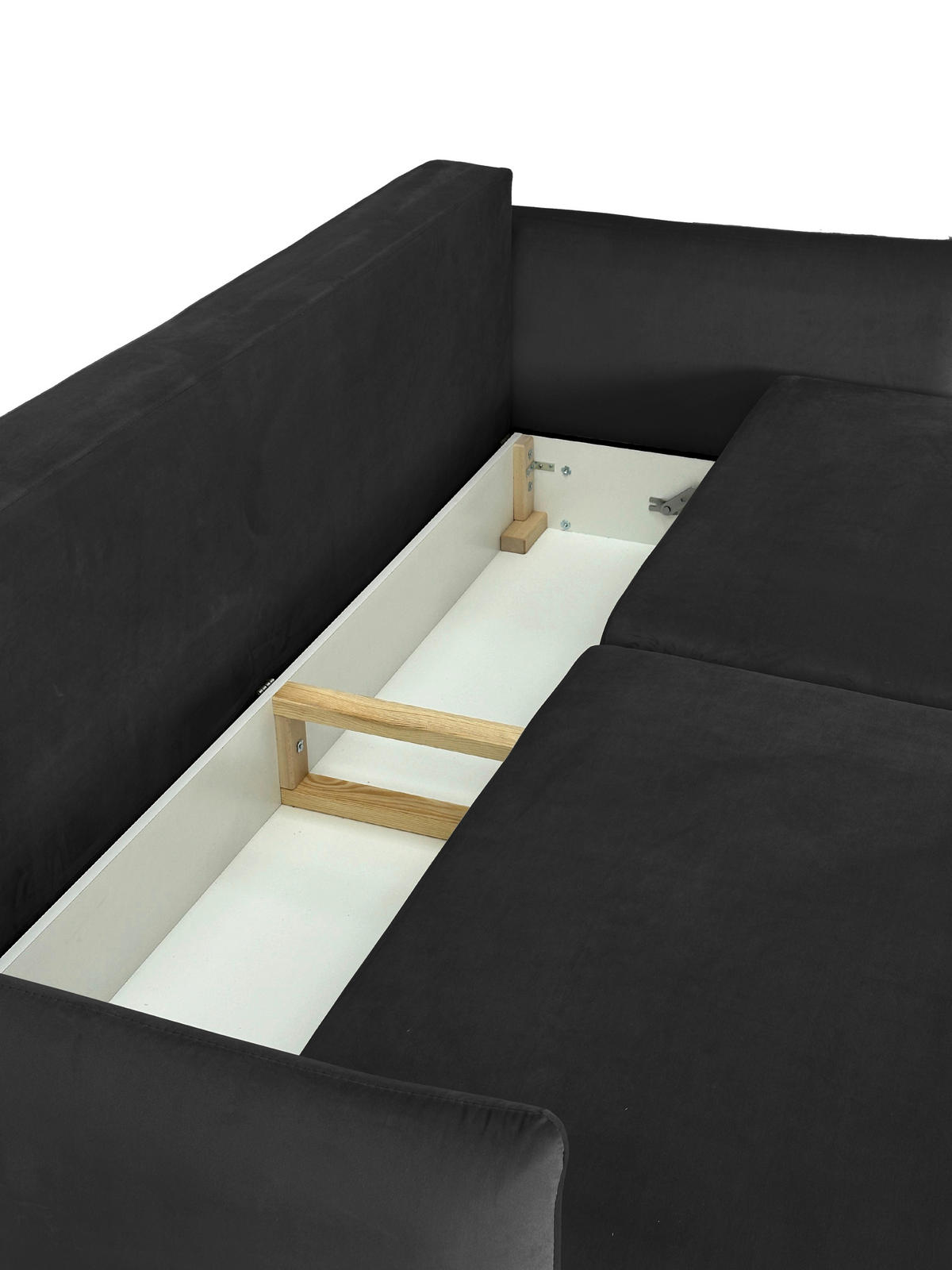 SCHLAFSOFA  mit Liegefunktion Velours Grau  - Schwarz/Grau, Design, Holz/Kunststoff (220/96/102cm) - MID.YOU