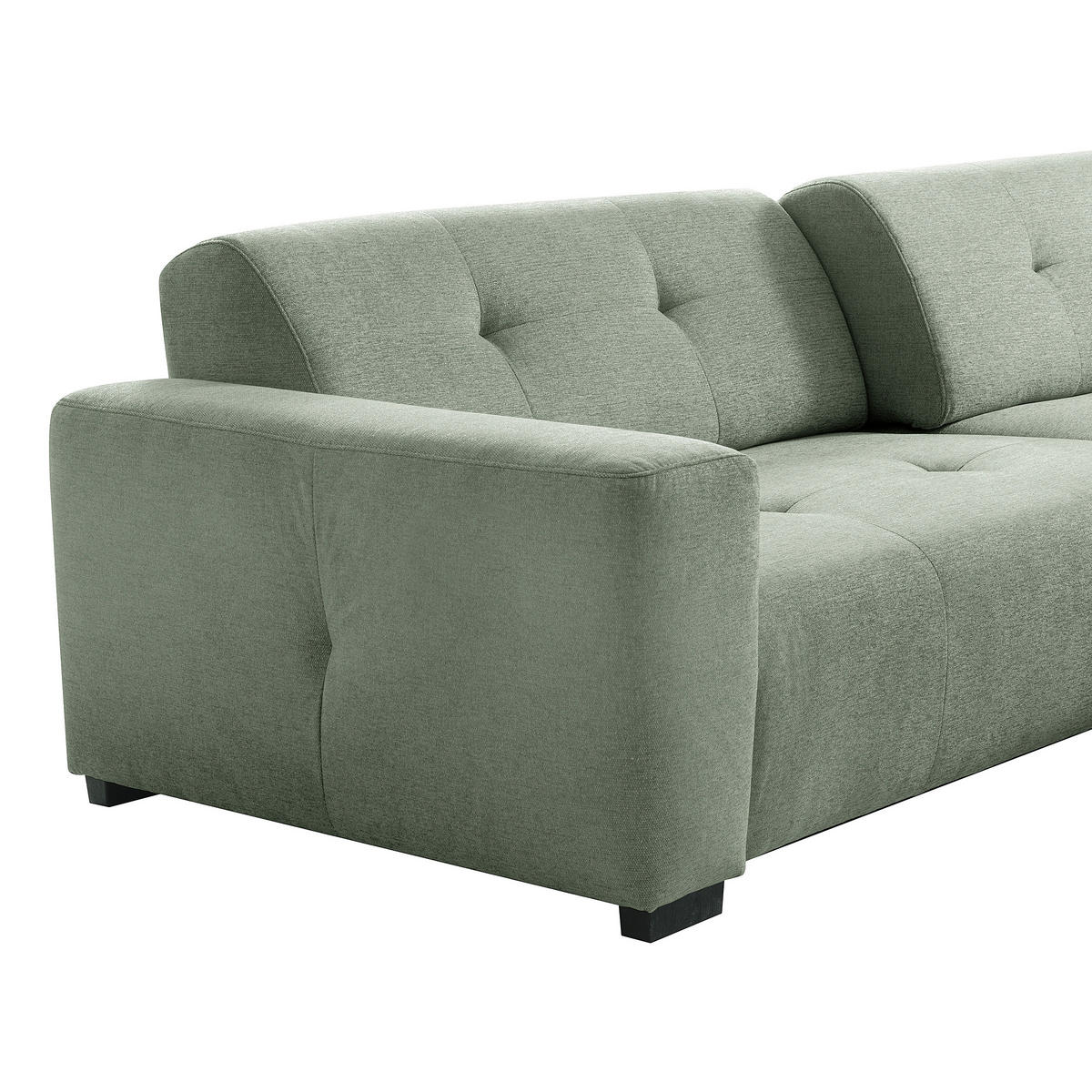 ECKSOFA AUSTIN Salbeigrün Flachgewebe Sitztiefenverstellung  - Salbeigrün/Schwarz, Design, Kunststoff/Textil (286/169cm) - Livetastic