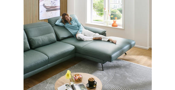 ECKSOFA in Echtleder Opal  - Opal/Schwarz, Design, Leder/Metall (193/332cm) - Dieter Knoll