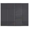 SCHWEBETÜRENSCHRANK 271/223/68 cm 4-türig Grau, Schwarz  - Chromfarben/Schwarz, Design, Glas/Holzwerkstoff (271/223/68cm) - Novel