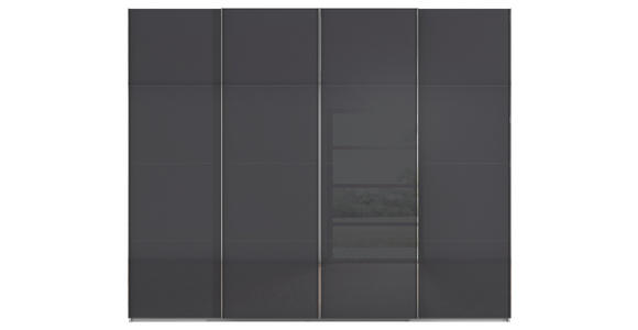 SCHWEBETÜRENSCHRANK 271/223/68 cm 4-türig Grau, Schwarz - Chromfarben/Schwarz, Design, Glas/Holzwerkstoff (271/223/68cm) - Novel