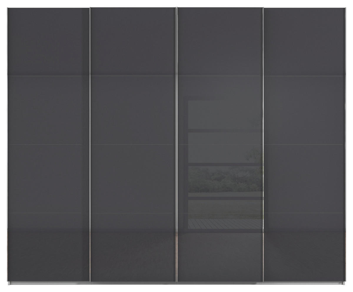 SCHWEBETÜRENSCHRANK 271/223/68 cm 4-türig Grau, Schwarz  - Chromfarben/Schwarz, Design, Glas/Holzwerkstoff (271/223/68cm) - Novel