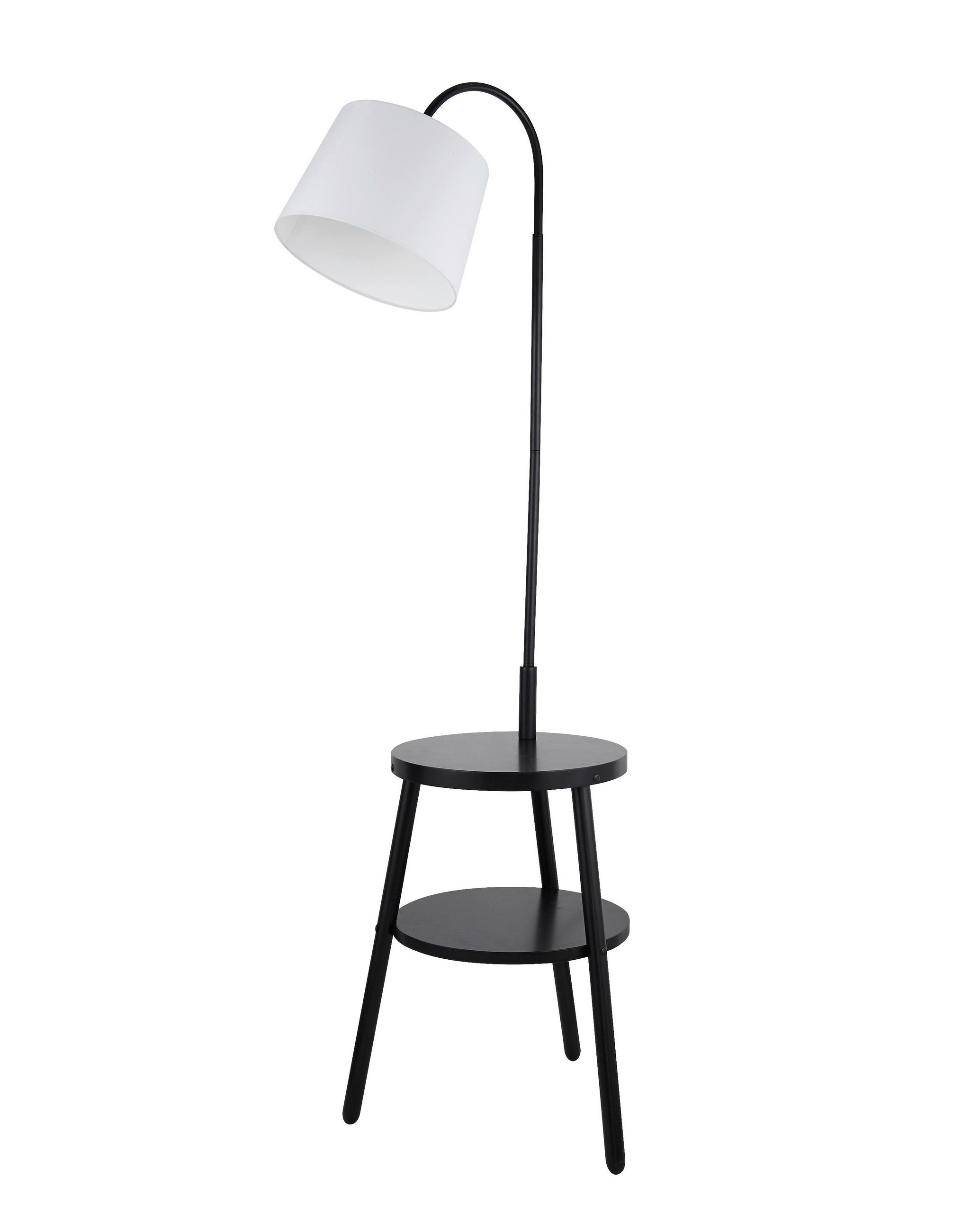 LED-STEHLEUCHTE Ridge 55/50/166 cm   - Schwarz/Weiß, MODERN, Holz/Textil (55/50/166cm) - Searchlight