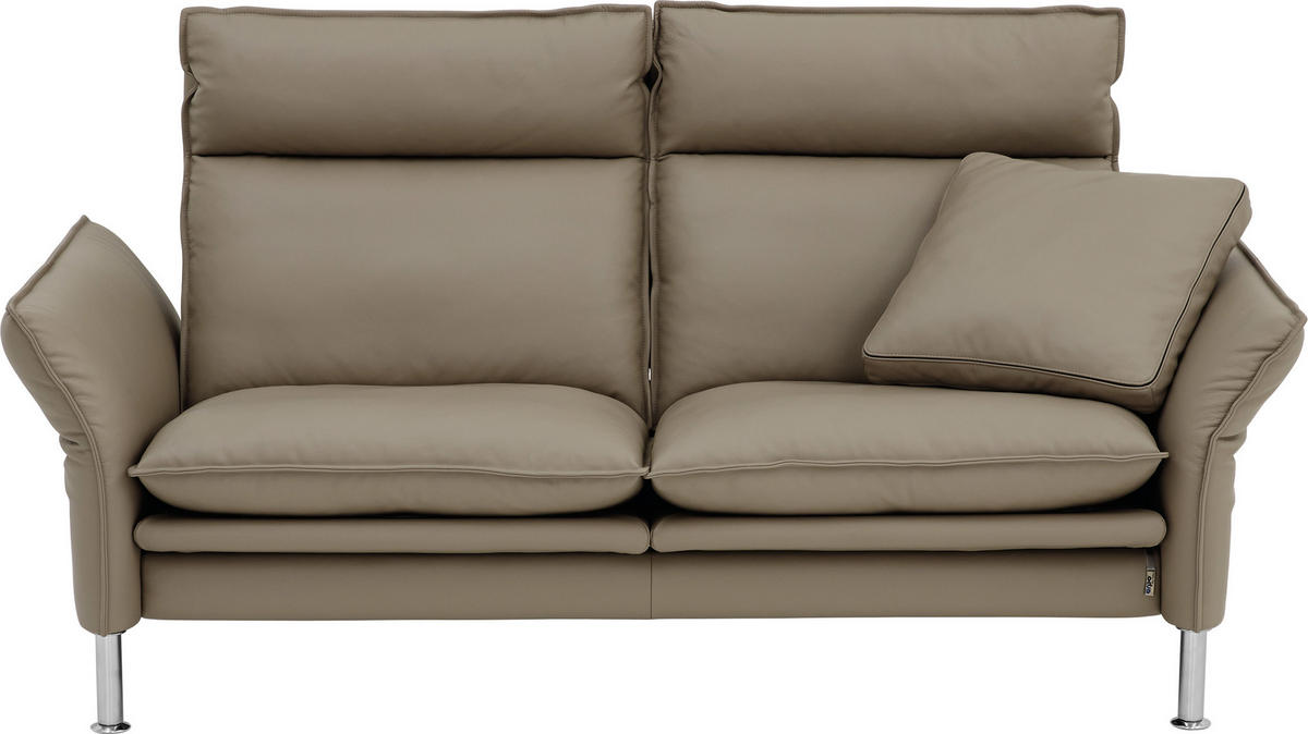 2-SITZER-SOFA in Echtleder Grau  - Chromfarben/Grau, Konventionell, Leder/Metall (176/93/120cm) - Erpo
