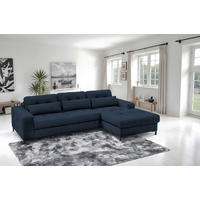 ECKSOFA BONITO in Struktur Dunkelblau  260/176 cm  - Schwarz/Dunkelblau, Design, Textil/Metall (260/176cm) - Livetastic