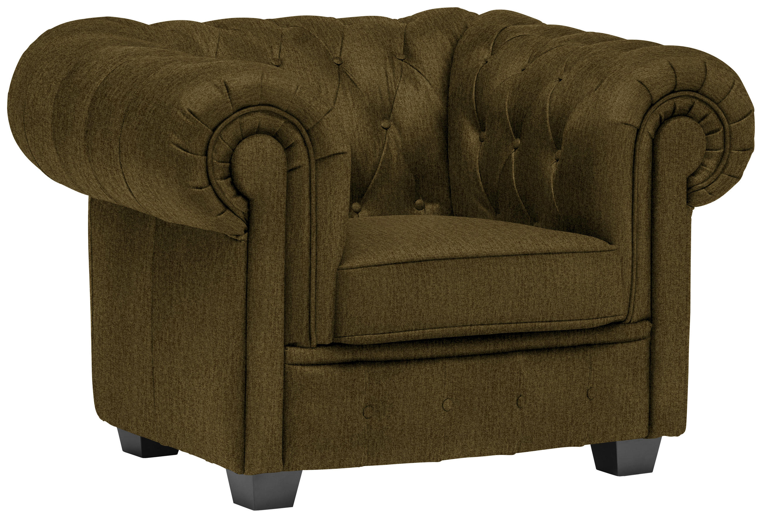 CHESTERFIELD-SESSEL in Webstoff Khaki  - Wengefarben/Khaki, Lifestyle, Holz/Textil (115/76,5/96cm) - Landscape